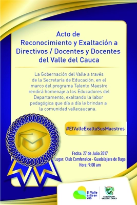 Gobierno Departamental hará reconocimiento a los educadores del Valle del Cauca
