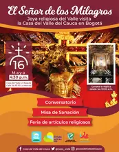 Visita de la réplica de el Señor de los Milagros de Buga a la Casa del Valle en Bogotá