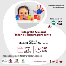 Taller de pintura para niños con Fotografía Quetzal. Biblioteca Departamental