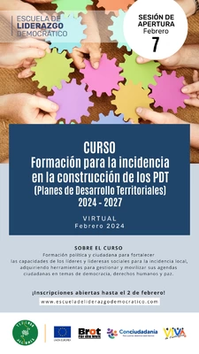Curso virtual de Formación para la incidencia en la construcción de los Planes de Desarrollo Territoriales (PDT) 2024 – 2027