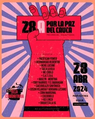 ¨28A Por la Paz del Cauca¨ un concierto para clamar por la resistencia en Cali