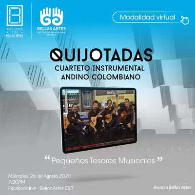 Conciertos Beethoven. Quijotadas cuarteto instrumental Andino Colombiano. Bellas Artes