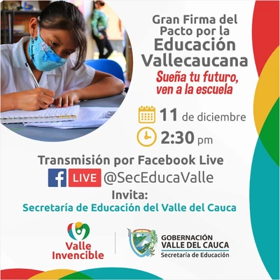 El Valle del Cauca se une hoy al Pacto por la  Educación de Niñas, Niños, Adolescentes y Jóvenes