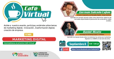 Próximo Jueves 8 de Septiembre Café Virtual  de MARKETING DIGITAL