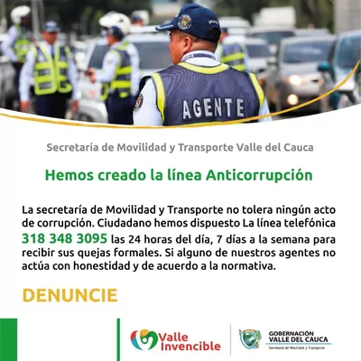 Vallecaucanos cuentan con línea anticorrupción dispuesta por la Secretaría de Movilidad para reportar irregularidades en las vías