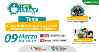 Próximo jueves 9 de marzo, Café Virtual Tema: STEM PARA TODOS.