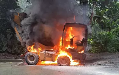 Por intimidaciones y quema de maquinaria se suspenden obras en la vía Simón Bolívar, Gobierno del Valle pide intervención de MinDefensa