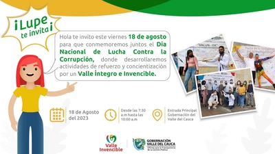 El viernes 18 de agosto el Valle del Cauca se suma a la conmemoración del Día Nacional de Lucha contra la Corrupción