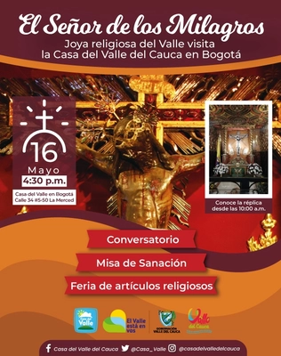 La réplica del Señor de los Milagros de Buga visita la Casa del Valle en Bogotá