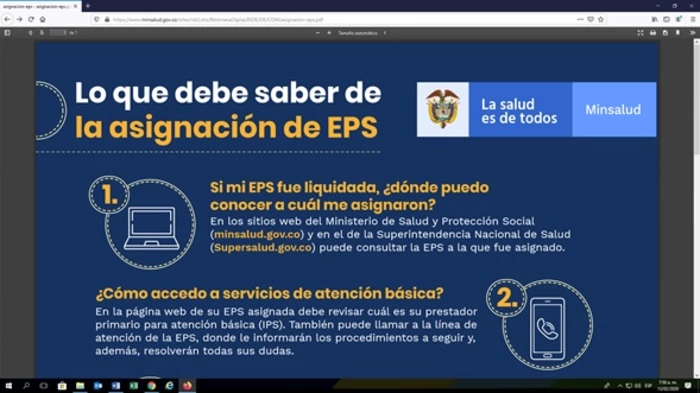 Información del proceso de recepción de afiliados asignados de SALUD VIDA EPS en liquidación, en cumplimiento de sentencia judicial.