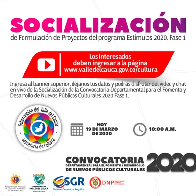 Socialización Virtual Convocatoria Estímulos a Proyectos Culturales 2020 Fase 1