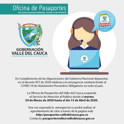 Oficina de Pasaportes suspende atención al público  y reagendará citas después de aislamiento obligatorio