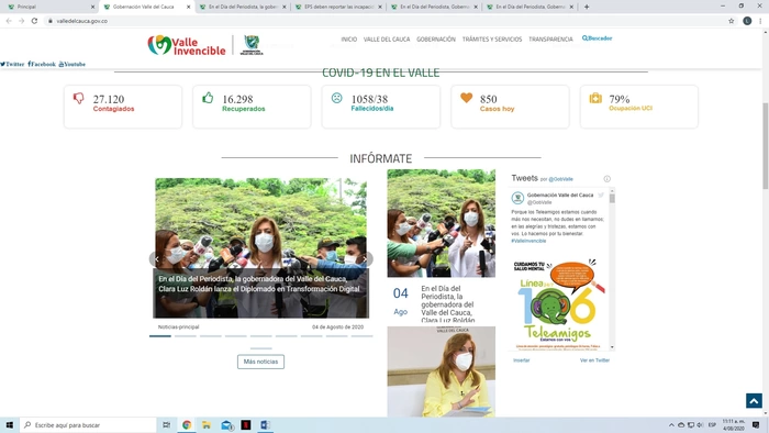 La página web de la Gobernación del Valle del Cauca cambió su imagen