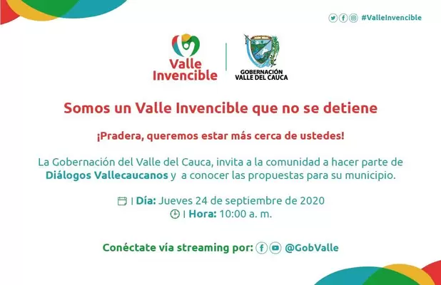 En Pradera, este jueves 24 de septiembre, la  Gobernación vuelve con los ‘Diálogos Vallecaucanos’