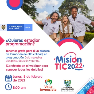Gobierno del Valle invita al webinar sobre la Misión TIC 2022