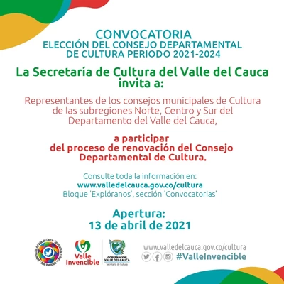 Abierta la Convocatoria para ser parte del Consejo Departamental de Cultura 2021-2024