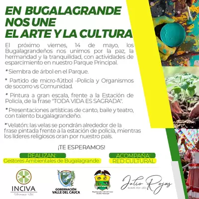 Prográmate en el Municipio de Bugalagrande para celebrar la paz, la cordialidad y la hermandad