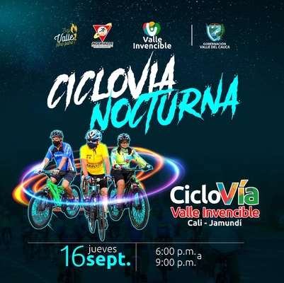 La ‘Ciclovía Valle Invencible’ llega en jornadas nocturnas a los municipios de Jamundí, Candelaria y Pradera