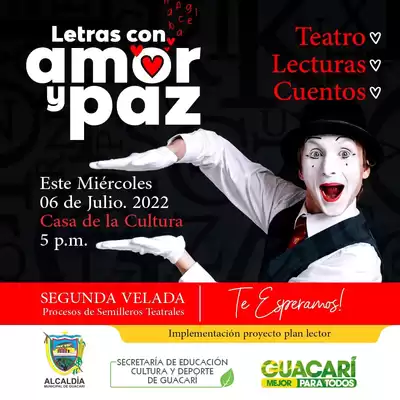 Este miércoles, disfruta de ‘Letras con amor y paz’, una velada cultura en Guacarí