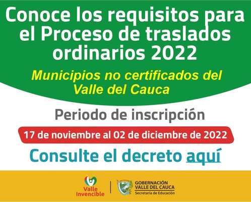 Participa en la convoca del Proceso Ordinario de Traslados vigencia 2022-2023