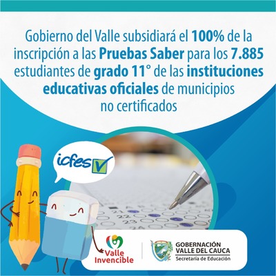 Gobernación del Valle asumirá el pago del 100% de la inscripción  para Pruebas Saber 11 de estudiantes de municipios no certificados
